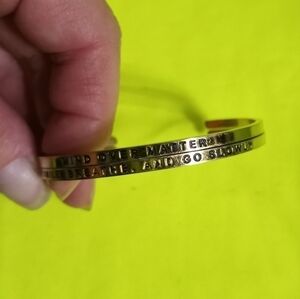 Pair cuff bracelets "mind over matter" & "smile, breath, and go slowly"